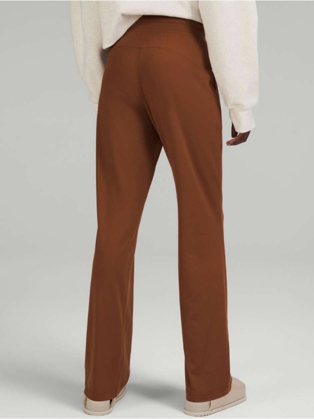 High-Rise Straight-Leg Women's Pants in Chestnut Brown Size 8